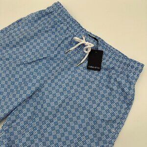 Collars & Co Men's Riviera Geometric Print 7" Lined Swim Trunks, Size 2XL,‎ Blue